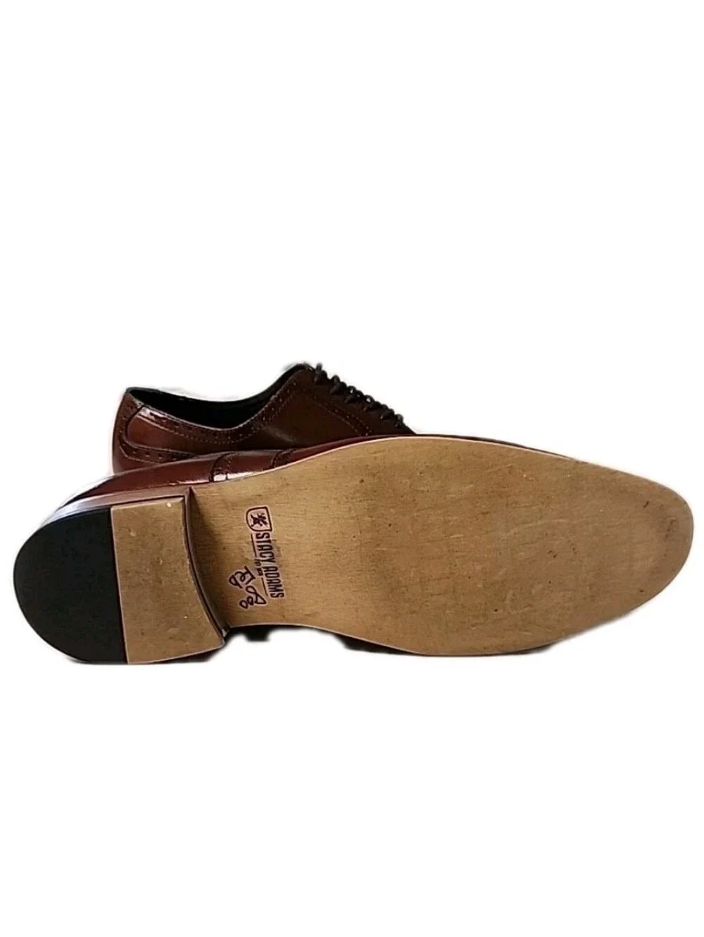 Stacy Adams Men's Dunbar Wingtip Oxford Cognac Leather Brogue Dress Shoe 9